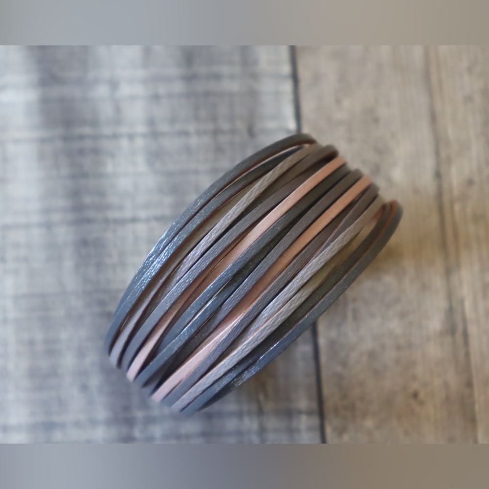 Dark Grey Vegan Leather Wrap Bracelet